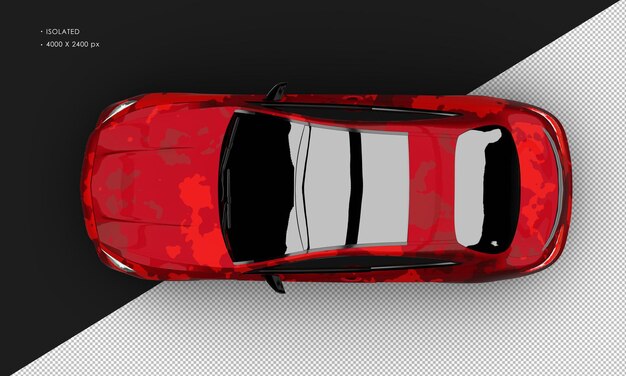 Isolado realista metálico vermelho camuflagem full size sedan super carro de cima