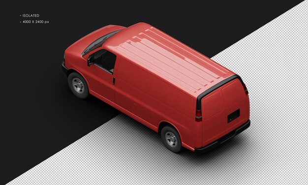 PSD isolado realista metálico vermelho tamanho completo cargo blind van carro de cima à esquerda vista traseira