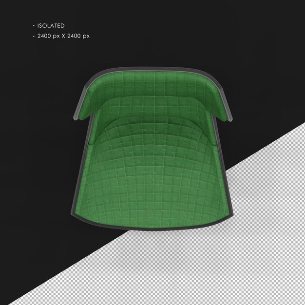 Isolado realista pintado verde simples moderna cadeira de metal vista superior