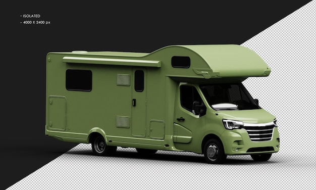 Isolado Realista Verde Brilhante Autocaravana de Viagem Campista da Vista Frontal Direita