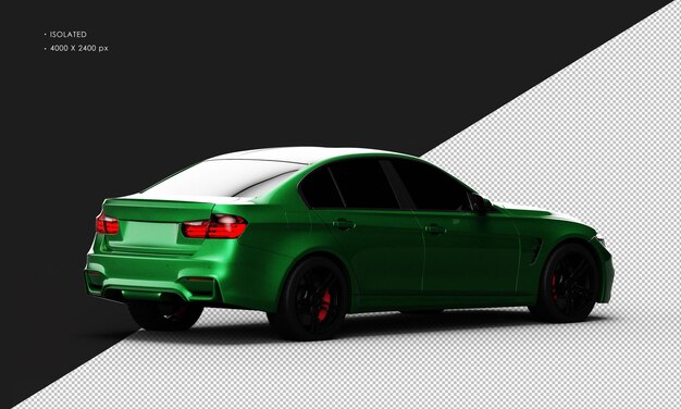 Isolado realista verde brilhante elegante carro urbano esportivo da vista traseira direita