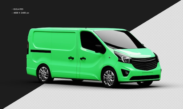 Isolado Realista Verde Brilhante Transporte Comercial Cego Van Car da Vista Frontal Direita