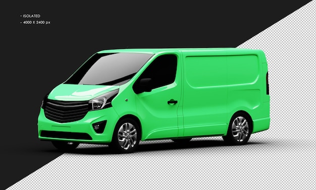 Isolado Realista Verde Brilhante Transporte Comercial Cego Van Car da Vista Frontal Esquerda