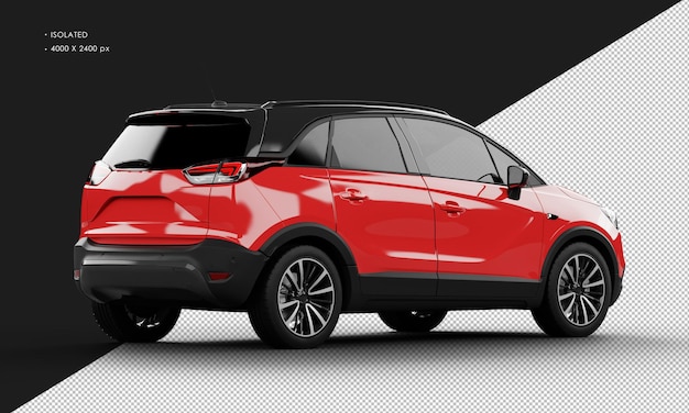 Isolado realista vermelho brilhante moderno esporte suv city car da vista traseira direita