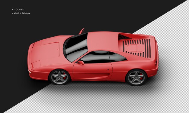 Isolado Realista Vermelho Fosco Elegante Sport City Sedan Carro Vista Superior Esquerda