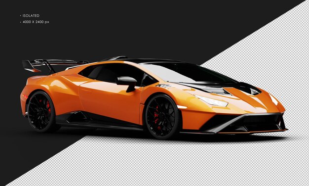 PSD isolado realistic metallic orange crossover modern ultra sport super car from right front view