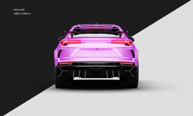 PSD isolado realistic metallic pink purple turbo engine super sport utility vehicle car from rear view