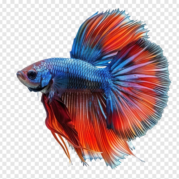 PSD isolage du corps entier du poisson betta sur fond transparent psd