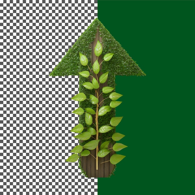 Isolated 3d render natural arrow symbol on transparent background png psd