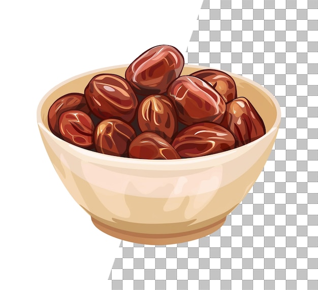 PSD isolated bowl of date fruit