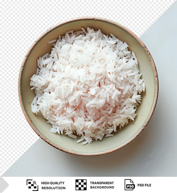 PSD isolated bowl of white rice top view png clipart png