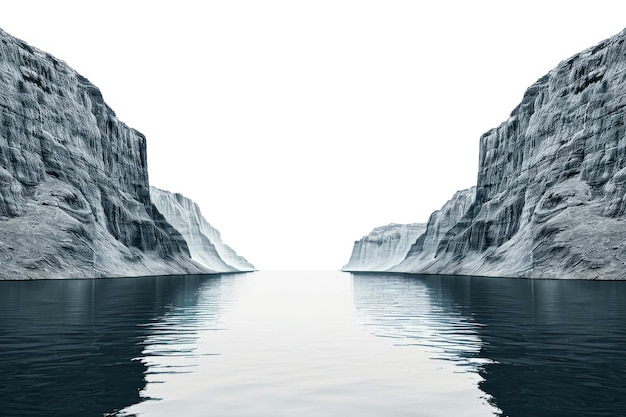PSD isolated fjord on transparent background sleek nordic landscape