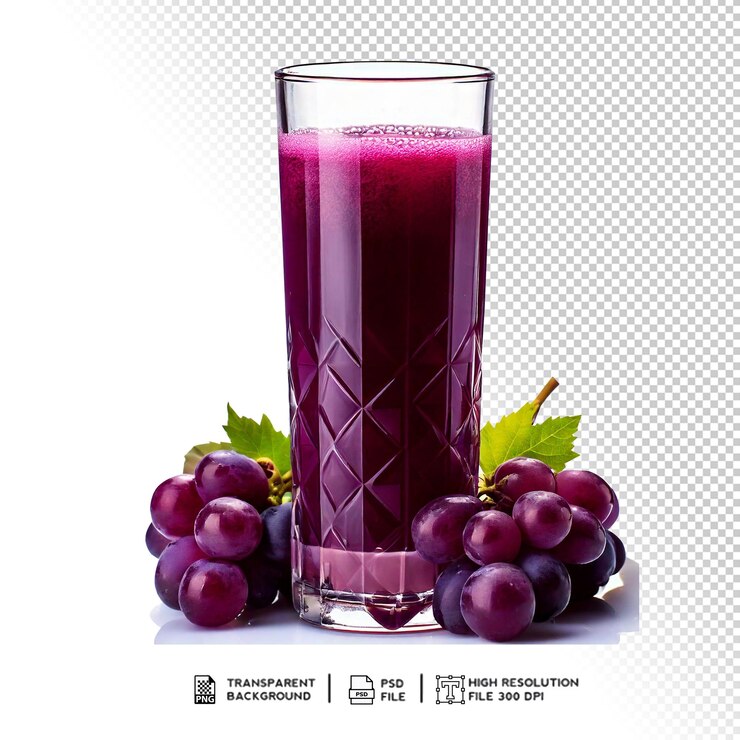 PSD isolated glass of grape juice highquality transparent image