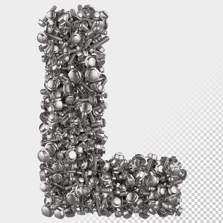 PSD isolated hex bolt 3d render letter l