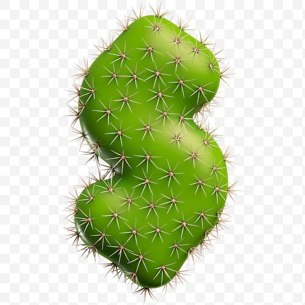 Isolated PSD file 3d render of alphabet dollar currency sign  made of green cactus