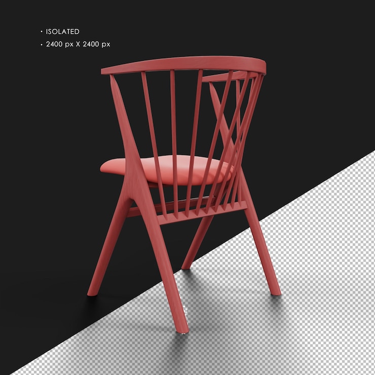 PSD isolated realistic eccentric red solid wood armchair left rear