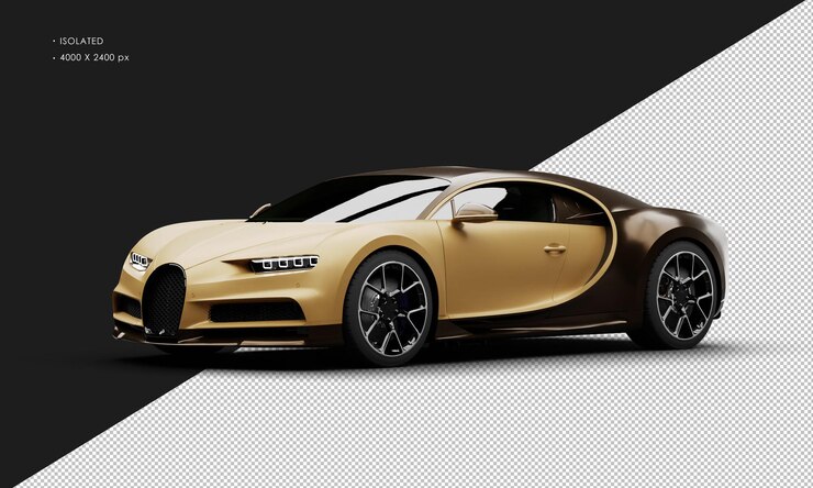 PSD isolated realistic matte brown luxury sport sedan super carfrom left front view