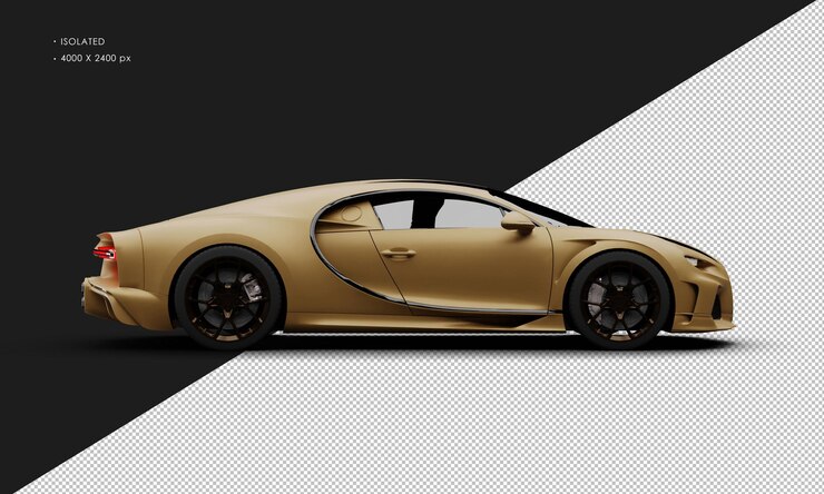 PSD isolated realistic matte brown luxury stripes sport sedan super carfrom right side view