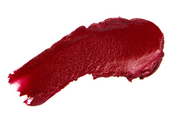 PSD isolated smear of bold red lip gloss on empty background