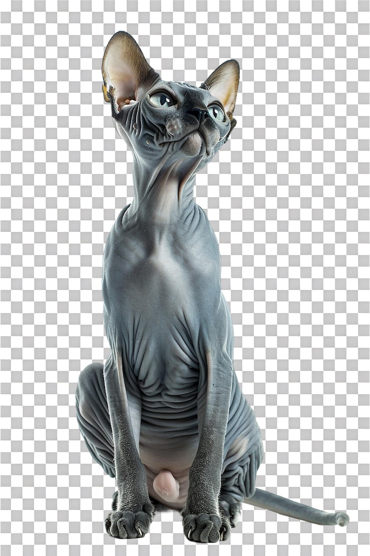 PSD isolated sphynx cat in pose against transparent background