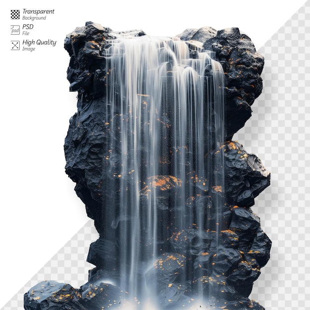 PSD isolated waterfall on transparent background