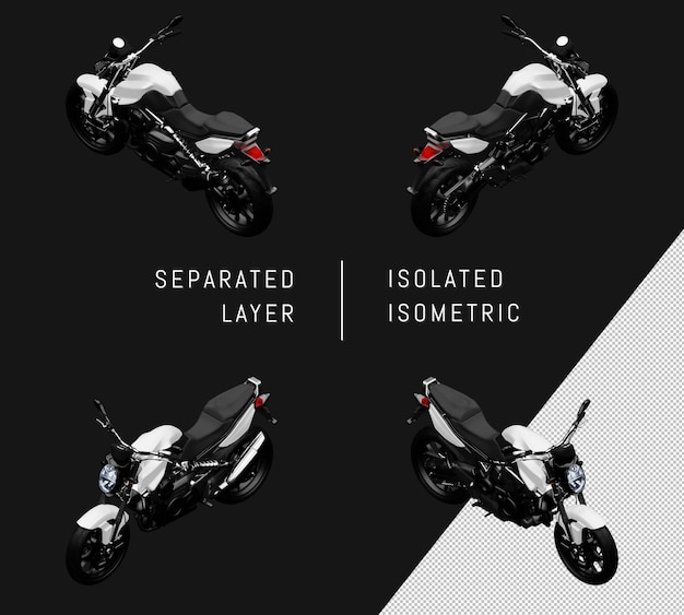 Isolato Moderno Bianco Super Sport Moto Moto Isometrica Set