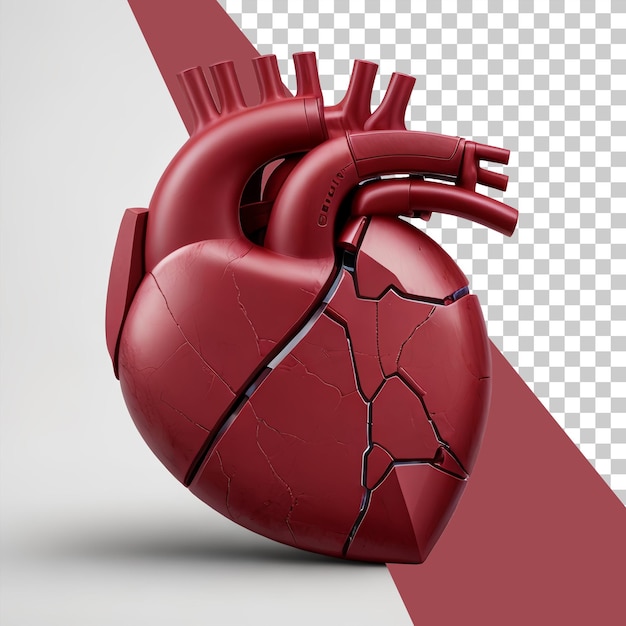 Isolato png realistico cuore di macchina di metallo 3D