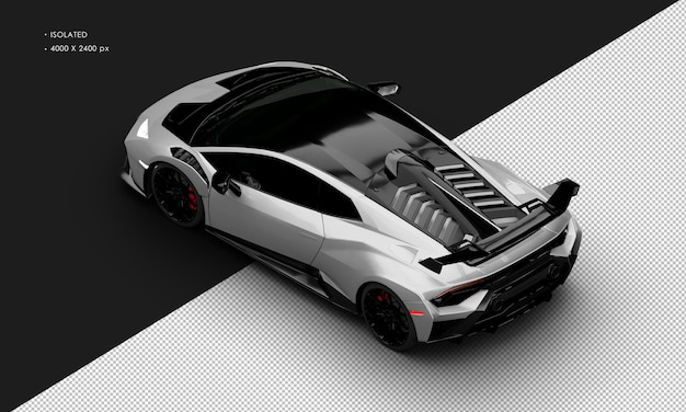 Isolato Realistic Metallic Silver Grey Crossover Moderna Ultra Sport Super Car Dalla parte superiore sinistra posteriore