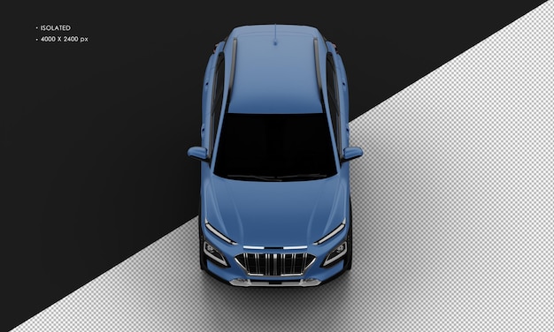 Isolato realistico blu opaco Sport City SUV Car dalla vista frontale superiore