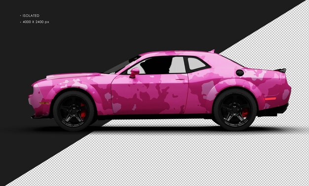 Isolato realistico camuffamento rosa metallico moderno Super Sport Muscle Car lato sinistro
