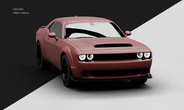 Isolato Realistico Matte Rosso Moderno Super Sport Muscle Car Da vista dall'angolo anteriore destro