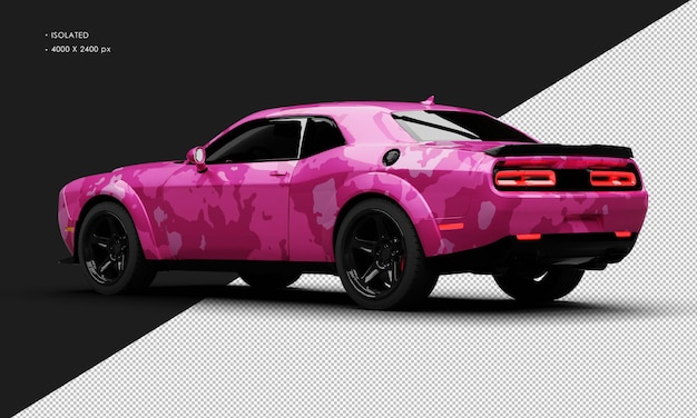 Isolato realistico metallico rosa camuffamento moderna Super Sport Muscle Car posteriore sinistro