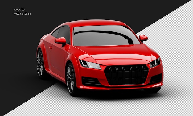 Isolato realistico rosso lucido moderno Sport City berlina auto da destra vista angolare anteriore