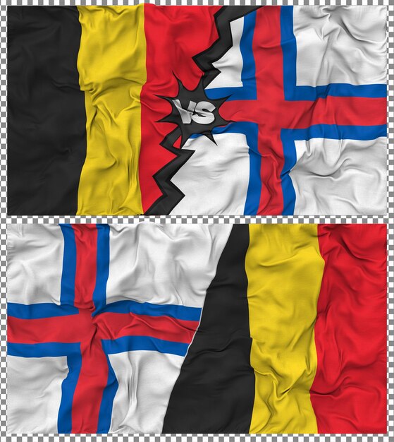 Isole Faroe contro Belgio Mezz'abbandono della bandiera tessuto bump texture rendering 3D