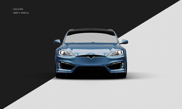 L'isolée réaliste métallique bleue électrique pleine taille berline de luxe de la vue de devant