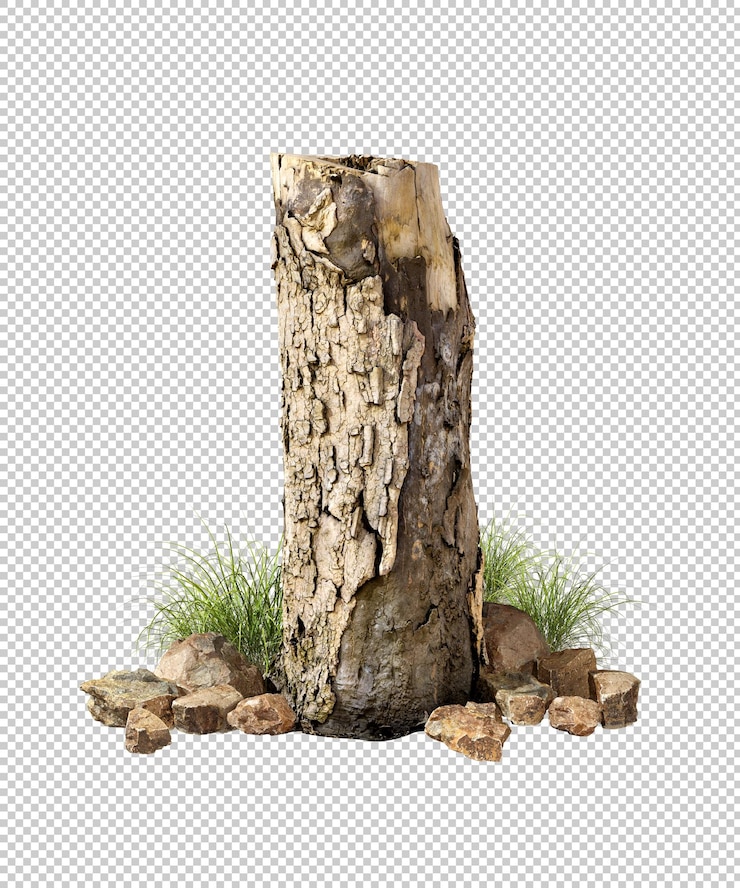 PSD isolez le bois de souche d'arbre mort illustrations 3d