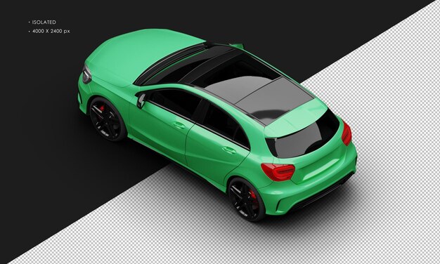 Isoliert realistisch glänzend metallisch grün Sport modernes elegantes Stadtauto von oben links Rückansicht