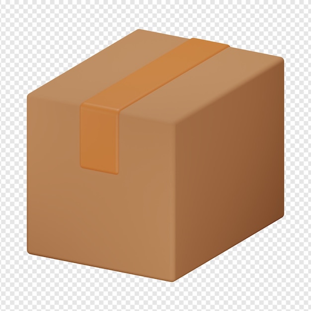 Isolierte 3d-darstellung von box-symbol psd