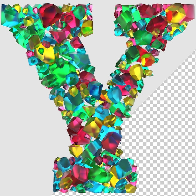 Isolierte 3D-Render-Diamant-Buchstabe Y