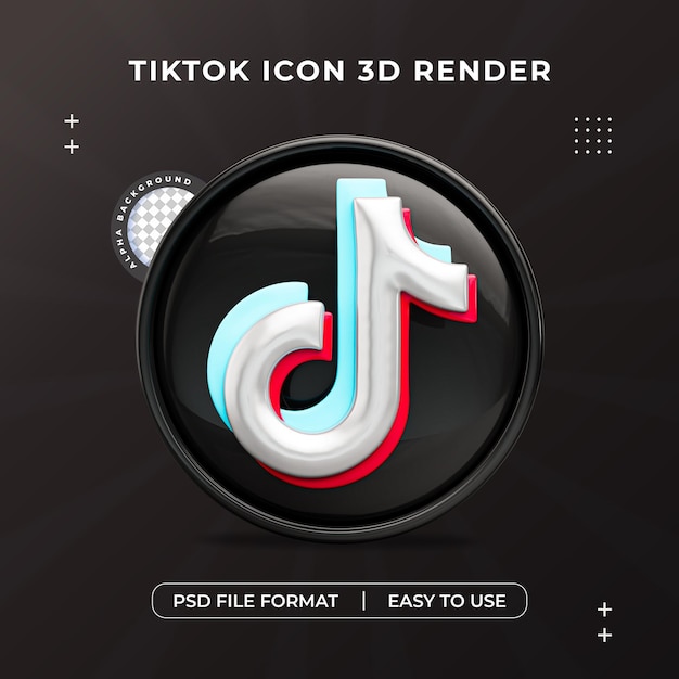 Isolierte 3D-Render-Illustration des Tiktok-Logo-Symbols