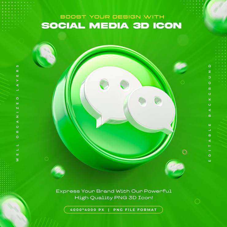PSD isolierte 3d-render-illustration des wechat-logos