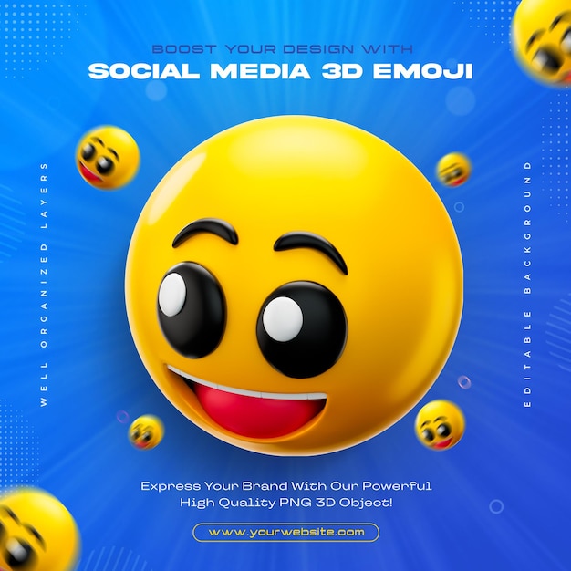 Isolierte 3D-Render-Illustration mit Happy Emoji-Ikonen