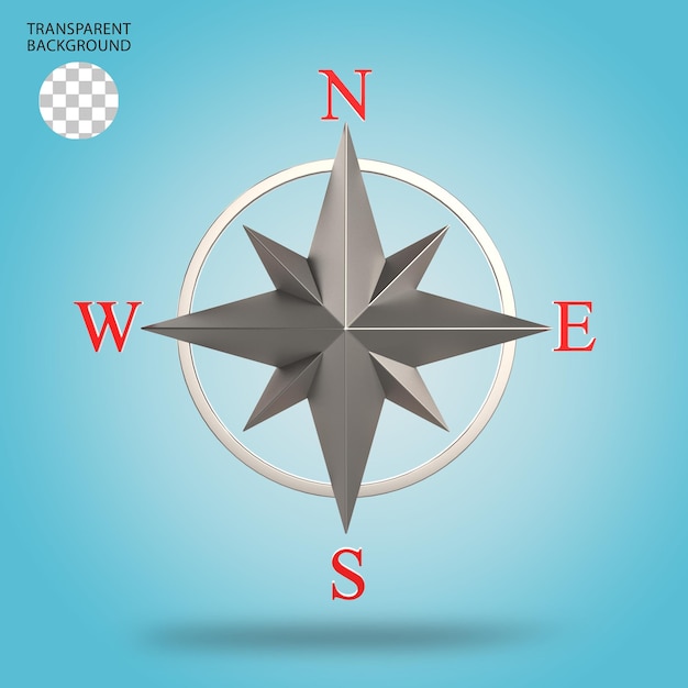Isolierte 3D-Rendering-Illustration des Kompass-Symbols