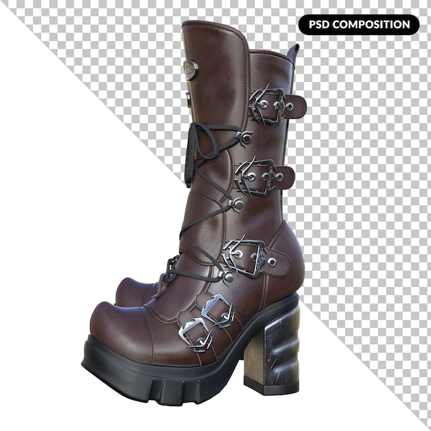Isolierte 3D-Rendering von Stiefeln