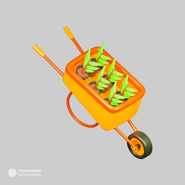 Isolierte 3D-Schubkarren-Symbol