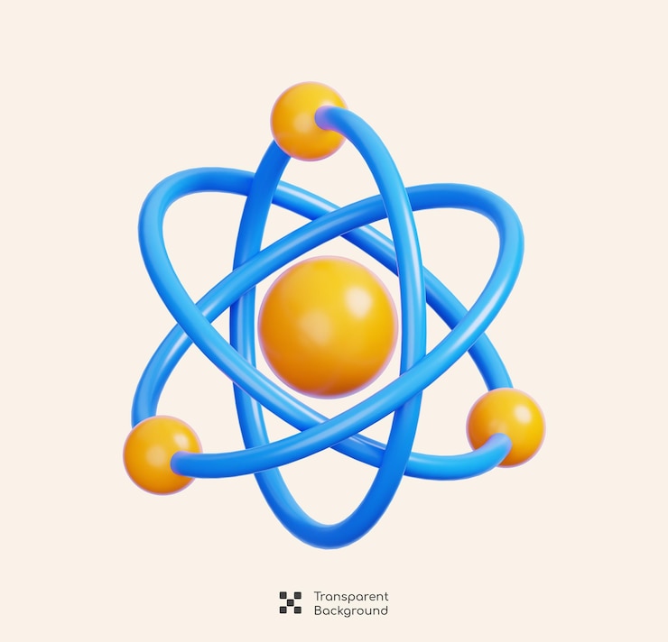 PSD isolierte atomstruktur zurück zur schule und bildung minimale ikonen 3d-illustration