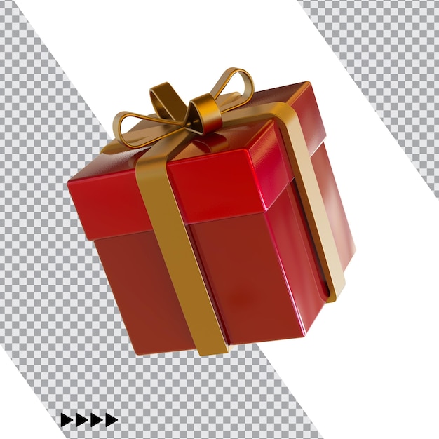 Isolierte Bastelgeschenkbox mit roter Schleife 3D-Rendering