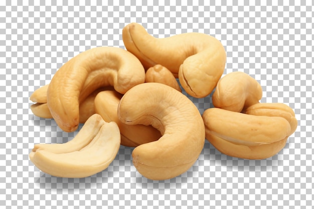 Isolierte cashew-nüsse auf durchsichtigem hintergrund png psd