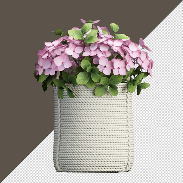 PSD isolierte farbblume in vase in 3d-rendering