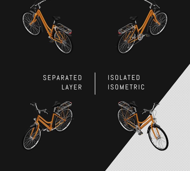 PSD isolierte gelbe generische fahrrad isometrische fahrrad-set